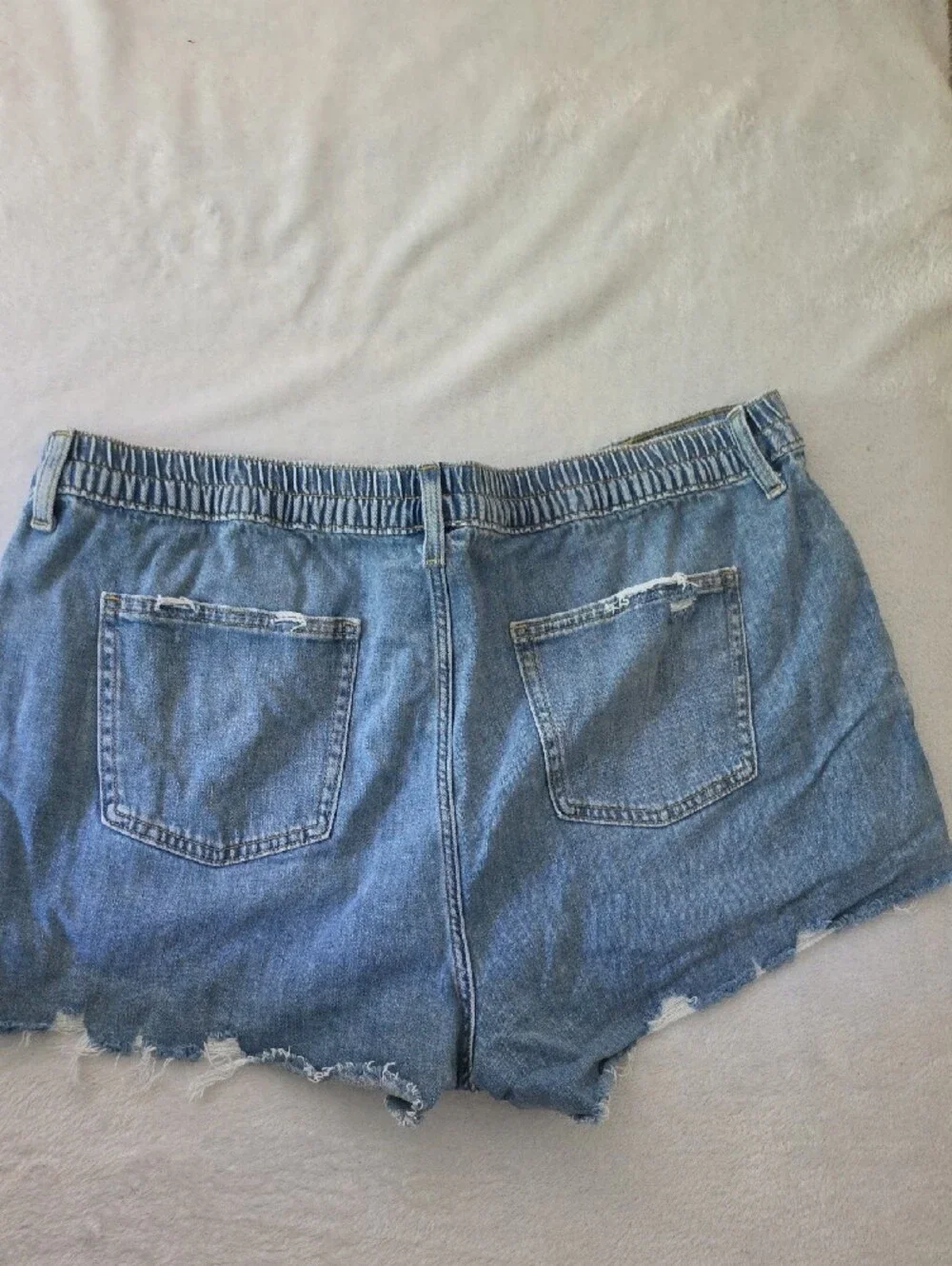 aerie Light Blue Distressed Denim Shorts - Picture 3 of 5
